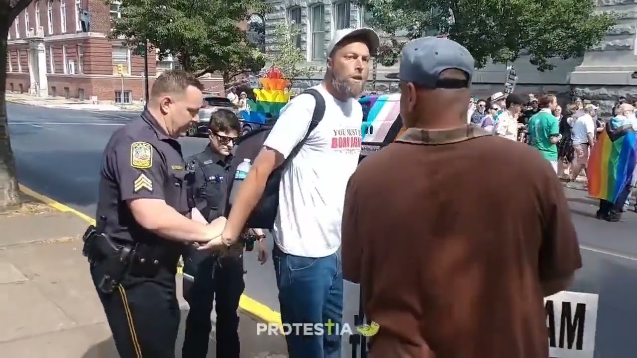 Christian man was arrested for protesting Pride event on a public street in Reading