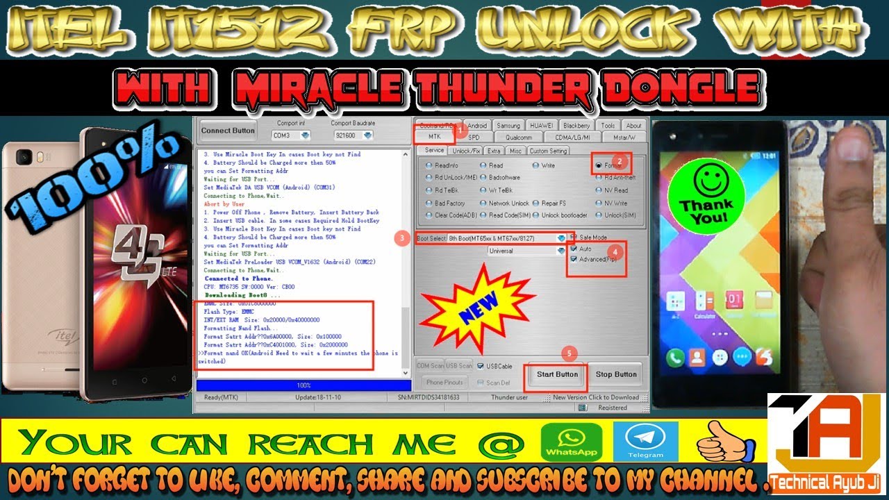 ITEL IT1512 FRP Unlock with Miracle Thunder (MTK CPU)