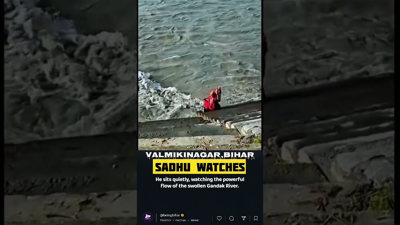 Sadhu Watches Swollen Gandak River in Valmikinagar | Powerful Floodwaters | Bihar  #viralvideo