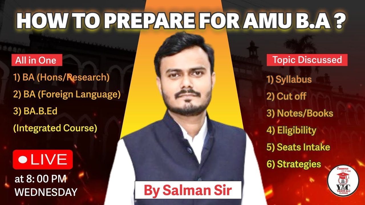 How to Prepare For AMU BA Entrance 26-27 | Yasir Ali Classes | 