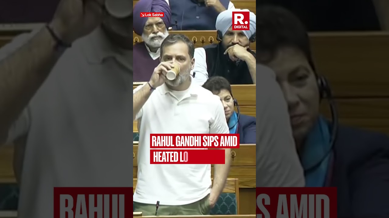 Rahul Gandhi Sips Amid Heated Lok Sabha Debate