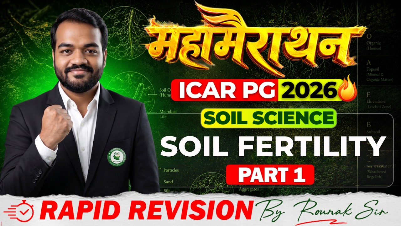 ICAR PG 2026: Soil Fertility Part - 1 MAHAMARATHON 🔥| Rapid Revision by Rounak Sir