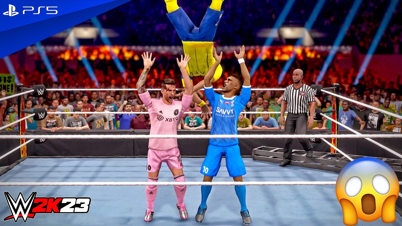 WWE 2K23 — Месси и Неймар против Роналду и Бензема — Командный матч на выбывание | PS5™ [4K60]