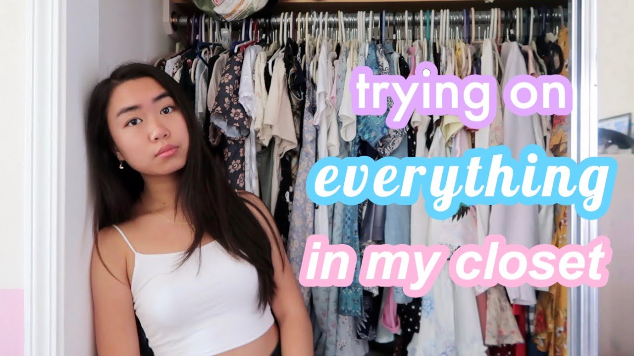 trying on EVERYTHING in my closet (declutter) *this was rough*