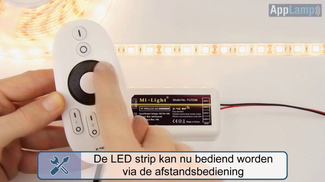 Witte ledstrip aansluiten, Mi-Light controller