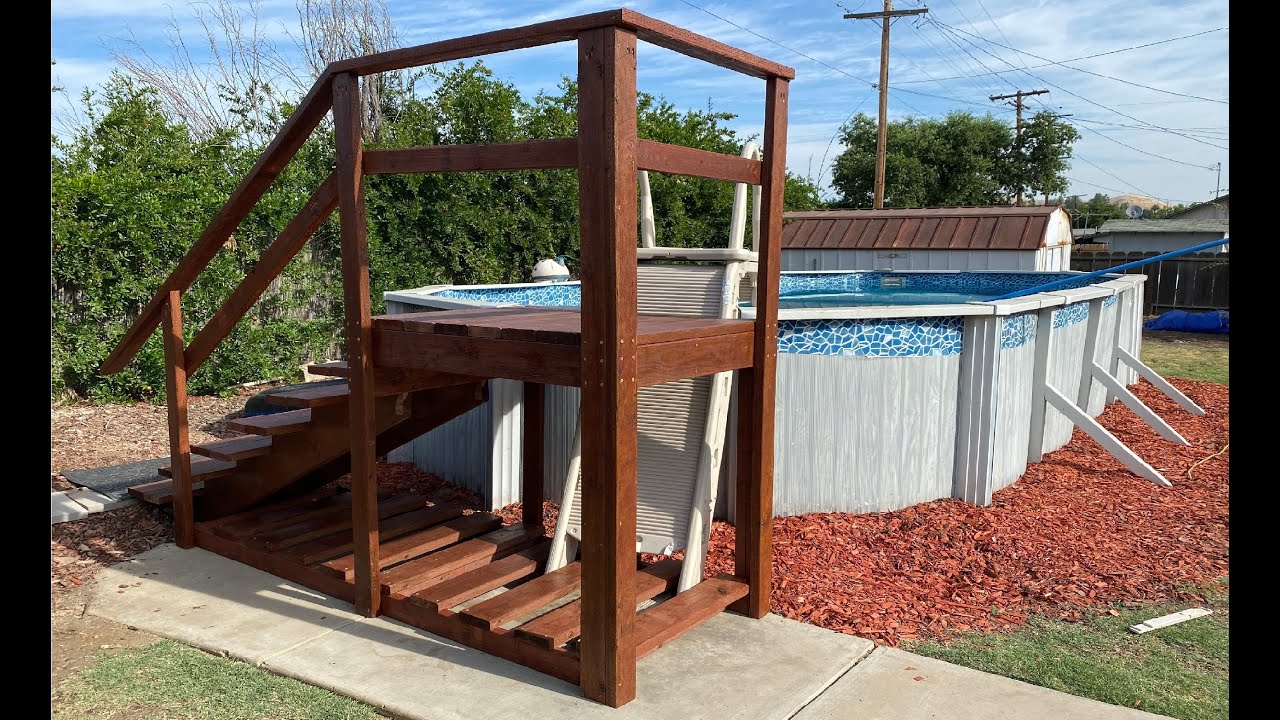 Building Above Ground Pool Stairs and Deck