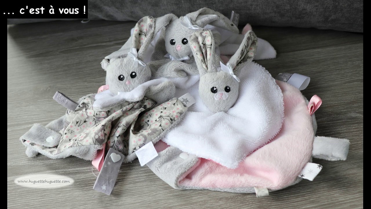 les tidoudous : tuto couture et patron gratuit de doudou plat chat, ours, ou lapin