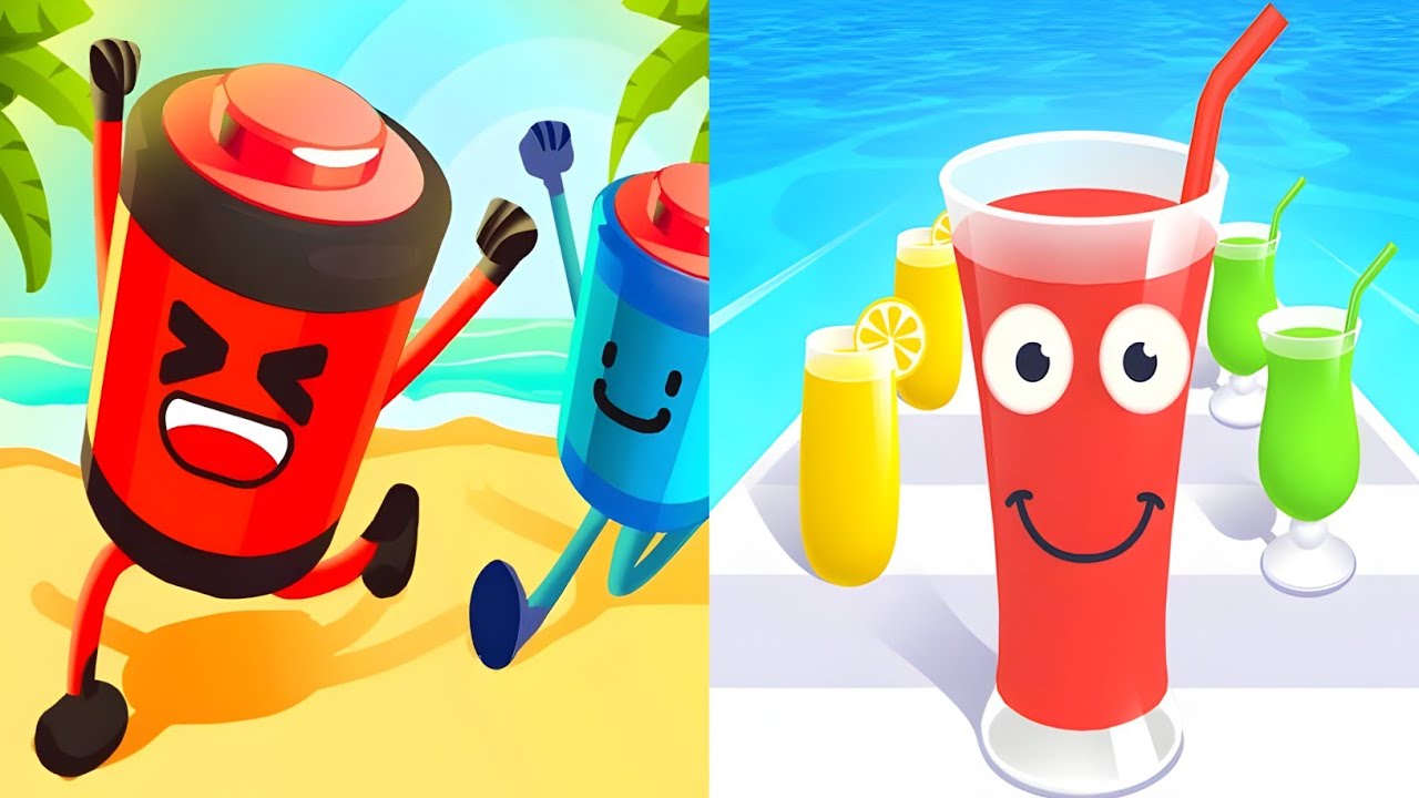 Battery Run VS Juice Run 🍹🍺🤡👻 Max ALL Levels Android iOS Gameplay Ep 152