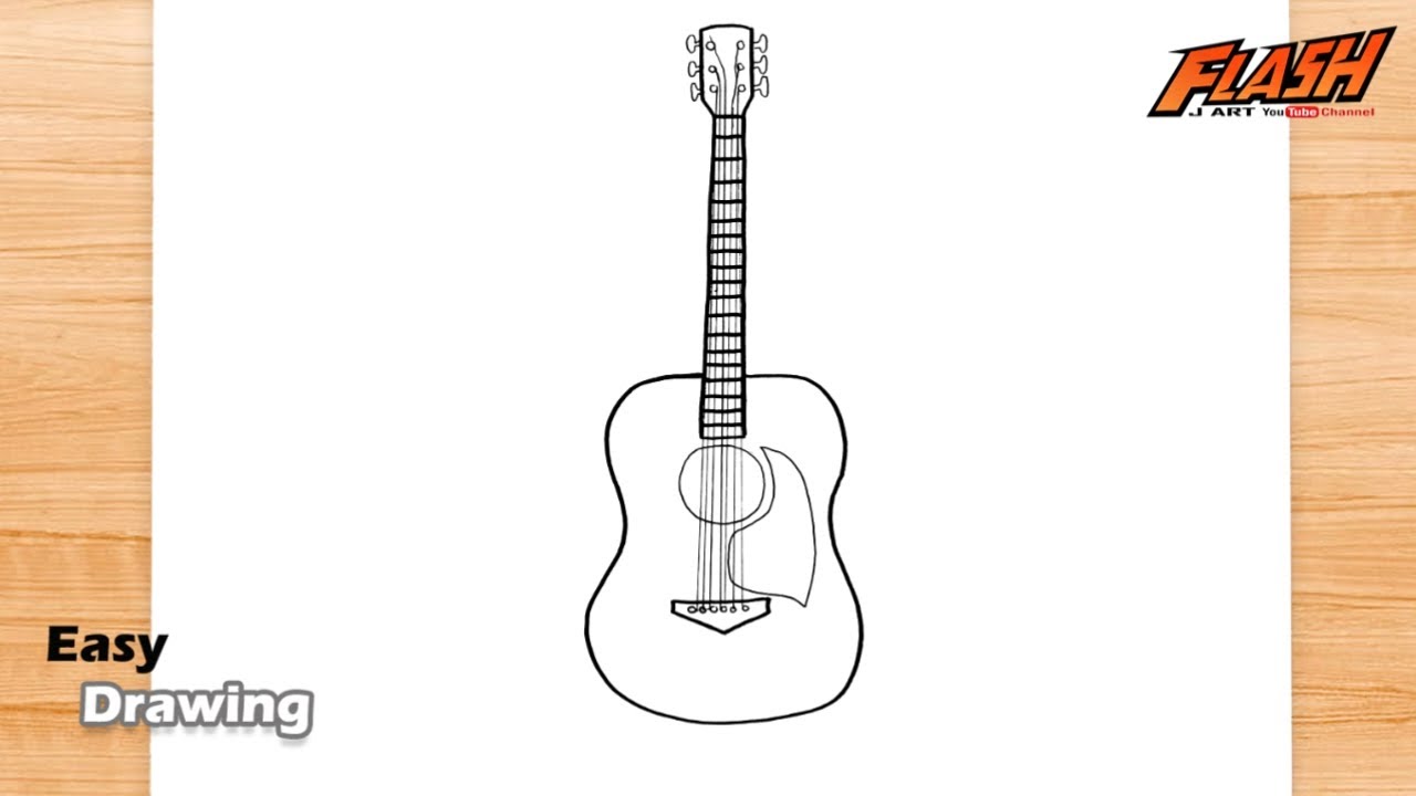 how to draw acoustic guitar