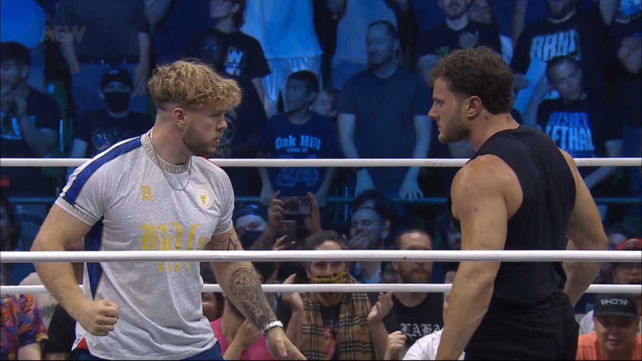MJF and Will Ospreay confronts on stage after they beat Gates of Agony AEW Dynamite Jun 19 2024