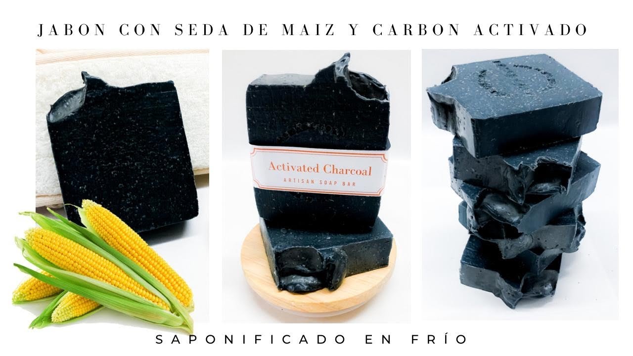 JABON CON SEDA DE MAIZ Y CARBON ACTIVADO 🌽 saponificado en frío