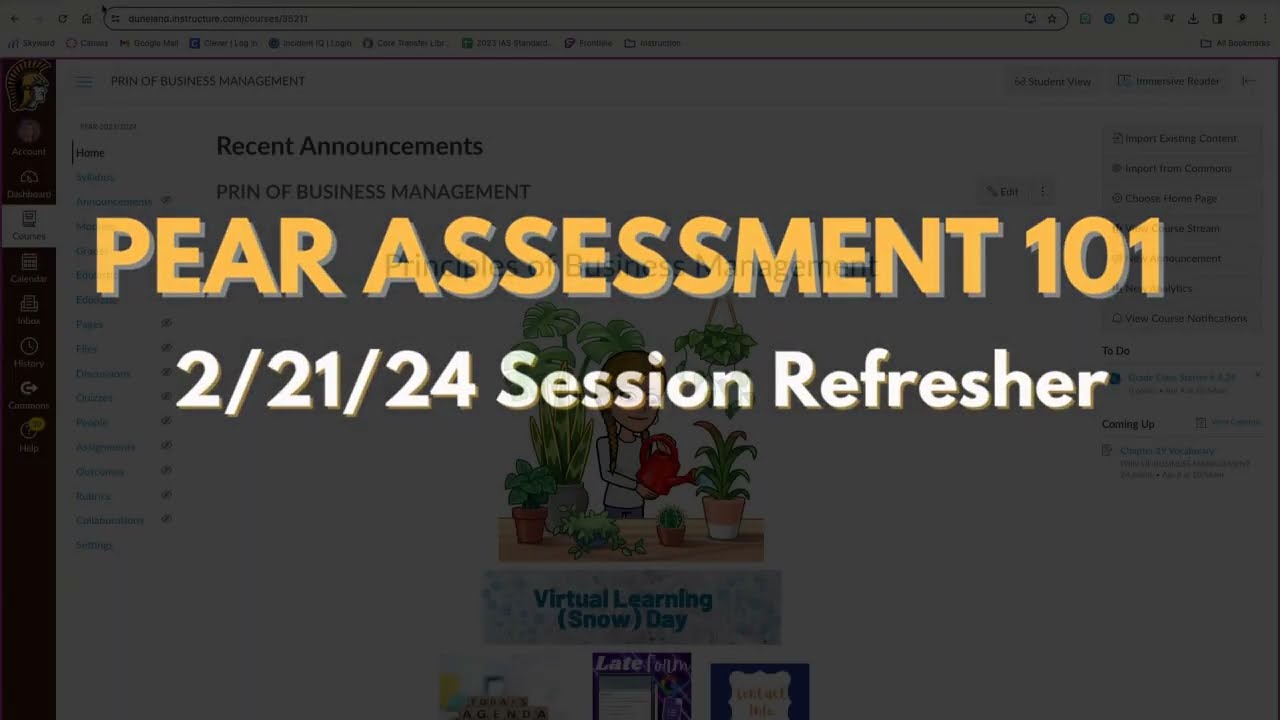Pear Assessment 101: 2/21/24 Session Refresher