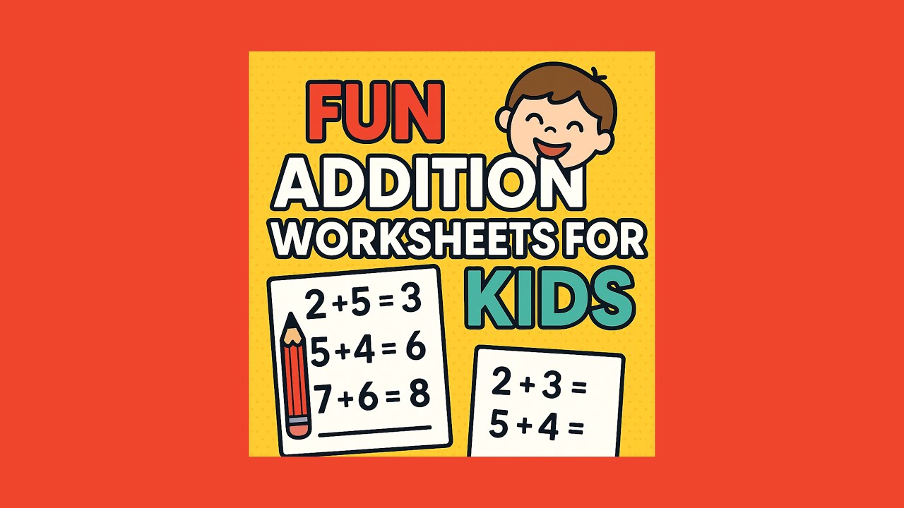 Fun Addition Worksheets for Kids | Early Math Practice 100 Addition Questions with Text1