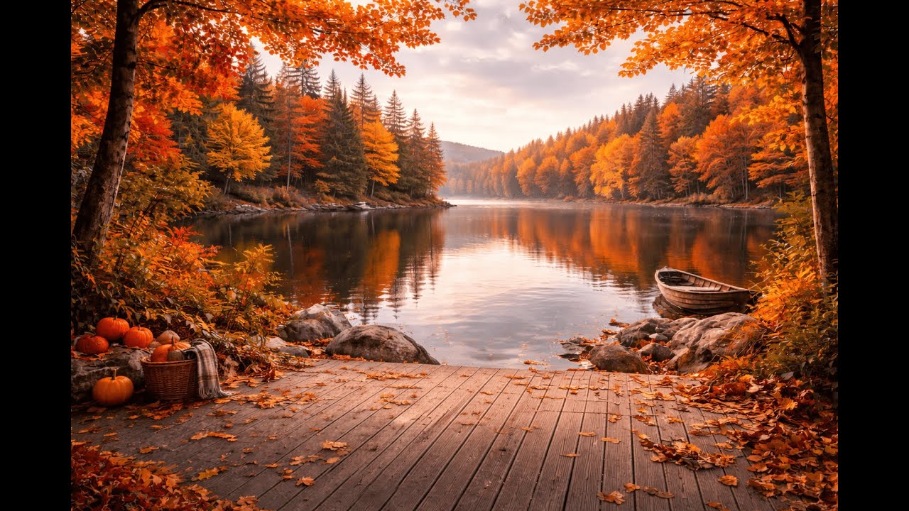 Autumn Lake TV Art 🍂 | Cozy Fall Wallpaper for Living Room, Home Ambience & Relax (No Sound)