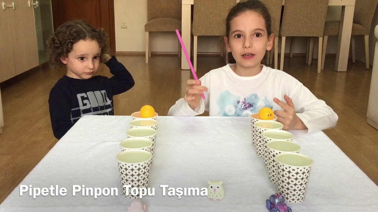 Pipetle Pinpon Topu Taşıma Oyunu