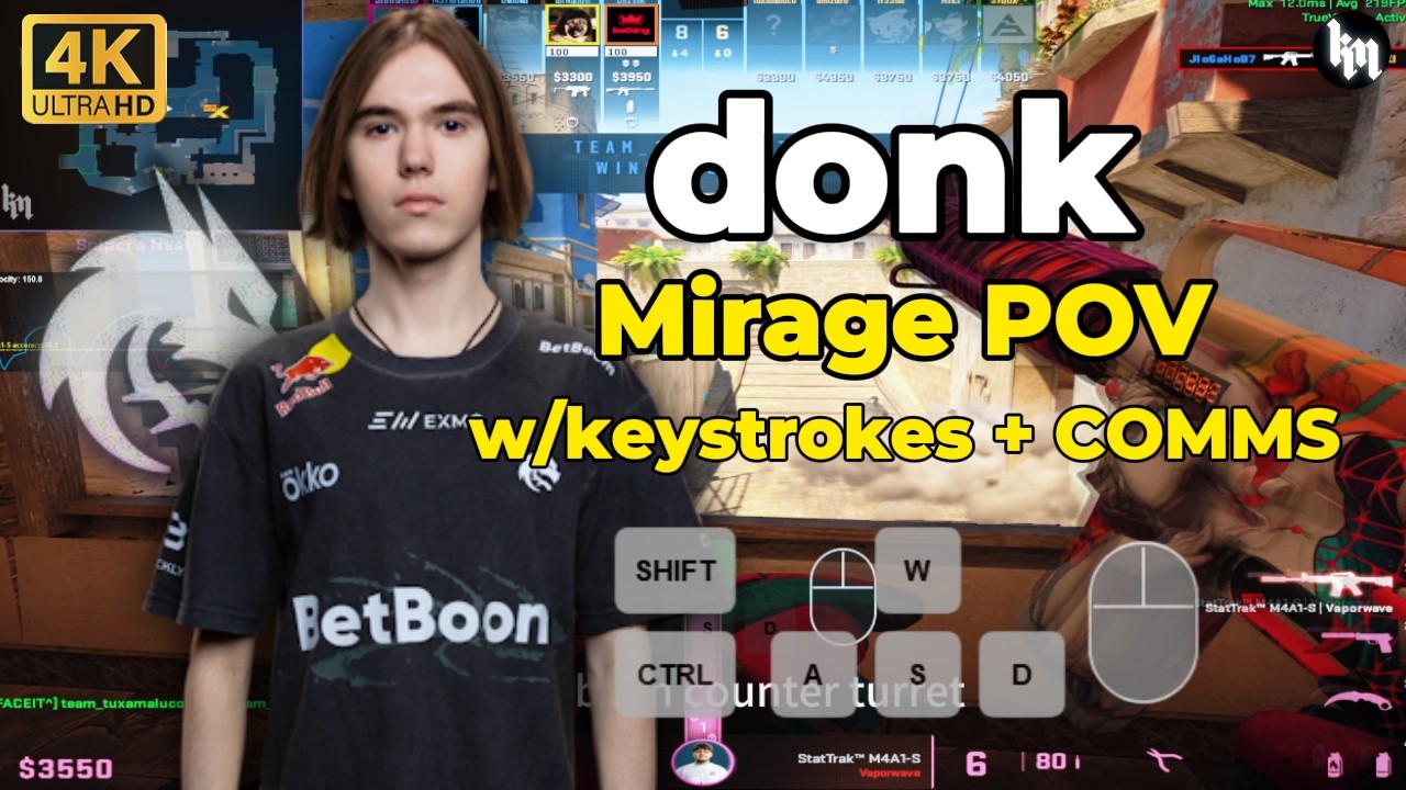 donk POV with Keystrokes ON | FACEIT + suns1de avg 3450 Elo  | Ep.24 #cs2 #donk #pov