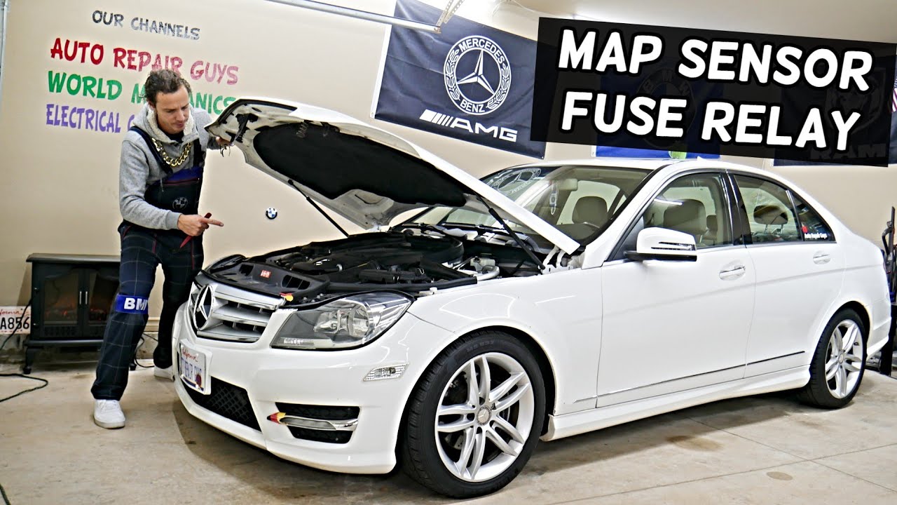 MERCEDES W204 MAP Sensor Manifold Absolute Pressure Sensor Fuse Relay Location Replacement C250 C300