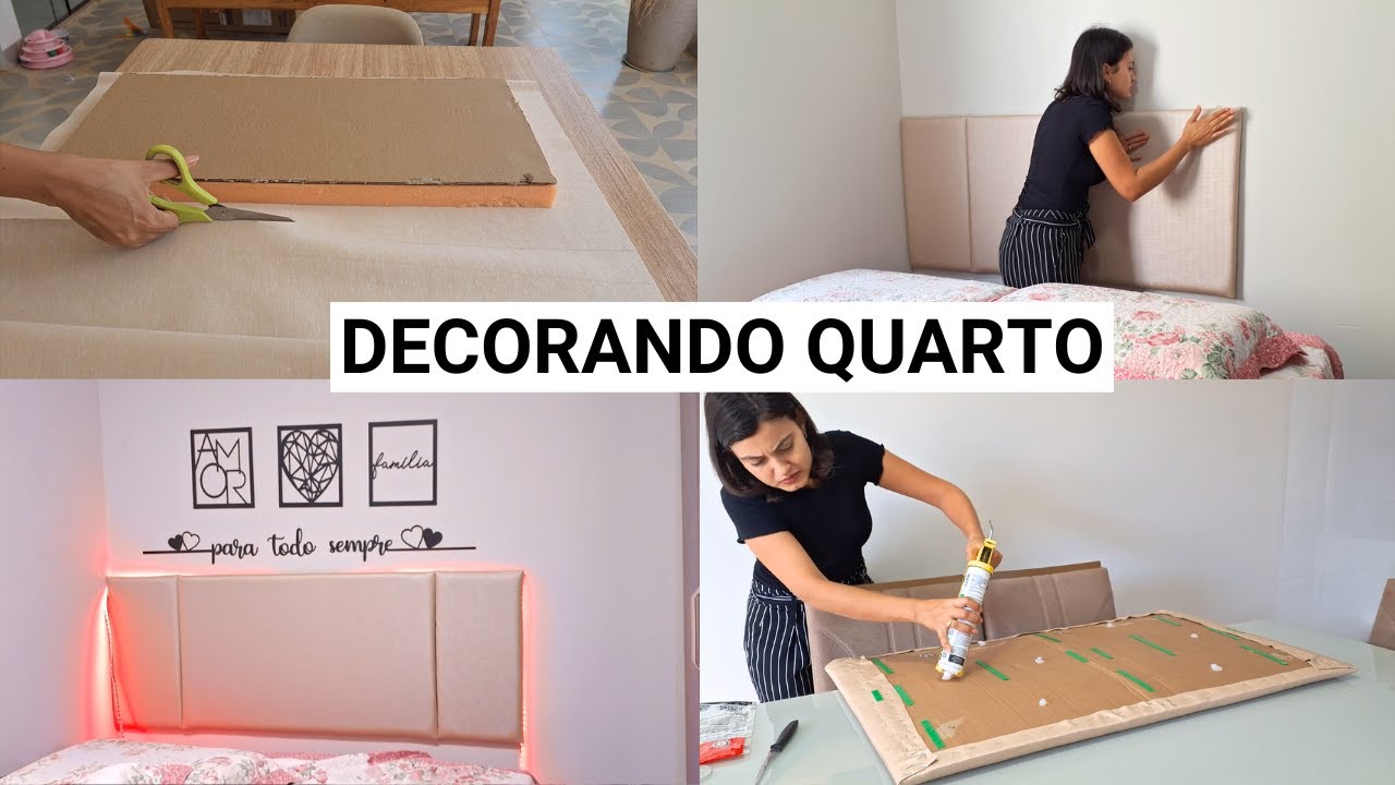 FIZ CABECEIRA com PAPELÃO para o QUARTO , DECOREI gastando POUCO. Decoração SIMPLES, BARATA e LINDA😍