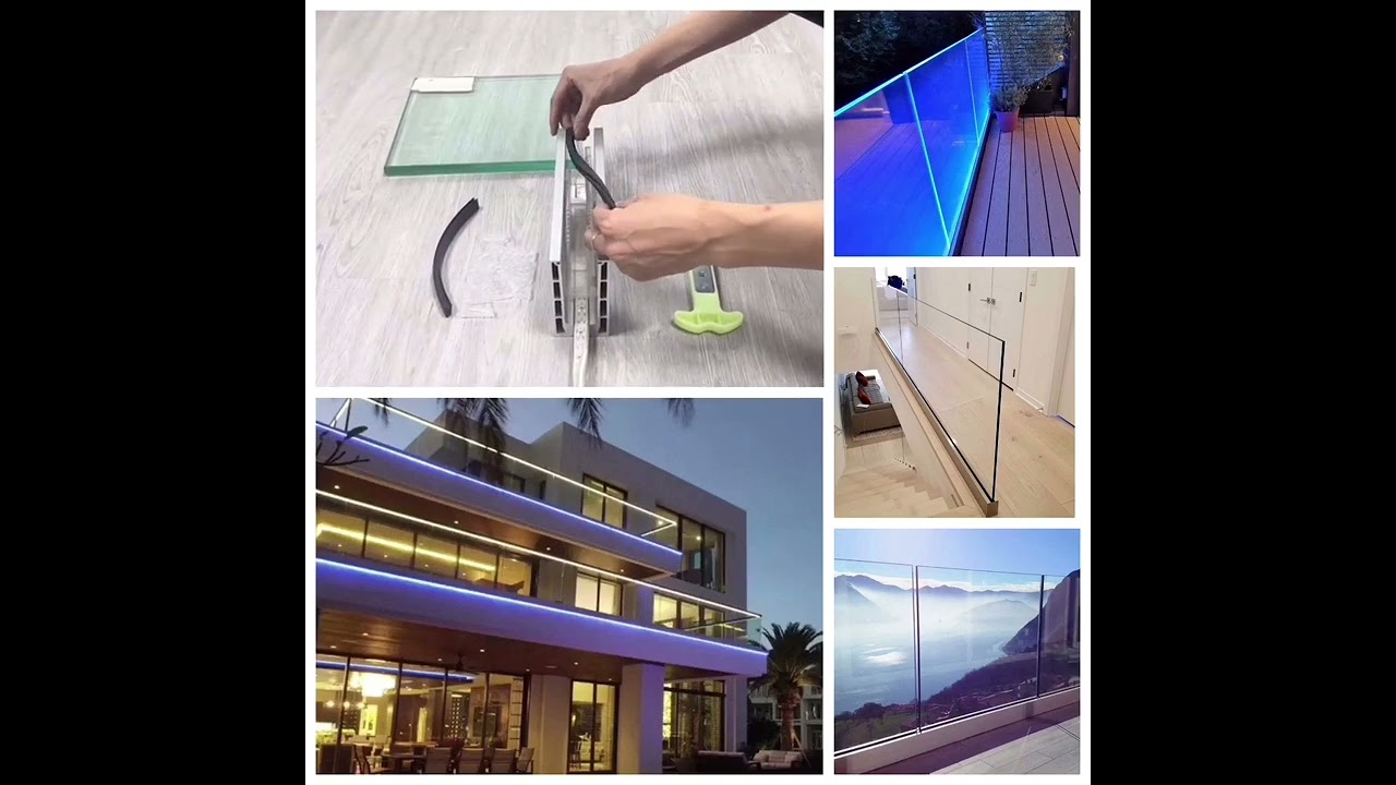 Glass balustrade with LED light aluminum U channel