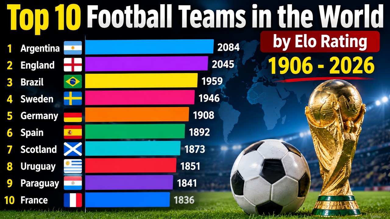 The Top 10 Football Teams in History (1906&ndash;2026) | Ranking by Elo Rating