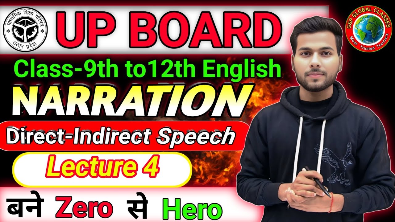 UP Board Class 9th–12th English Narration | Direct Indirect Lec 4 |Grammar Trick Full Rules in Hindi