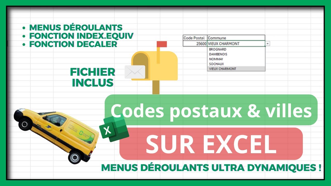 Menu déroulants VILLES et CODES POSTAUX : tuto avancé de A à Z
