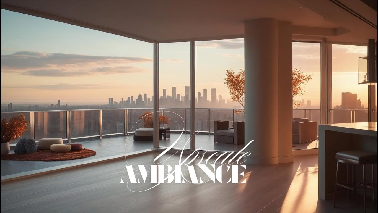 Cozy Fall Ambiance with City Skyline Views | Upscale Ambiance Screensaver