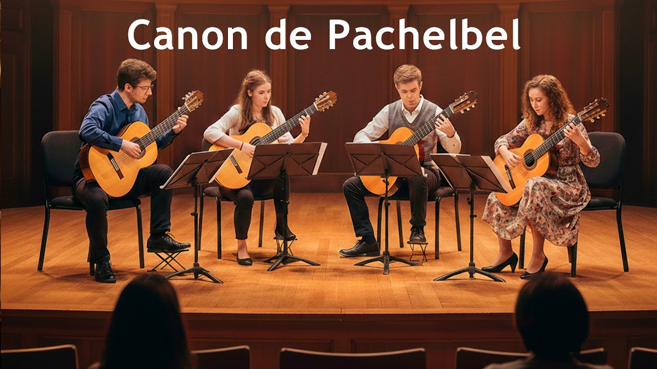 🎸 Canon de Pachelbel en D para 4 guitarras. Partituras + Backing Track. dificultad media. Clase 146.