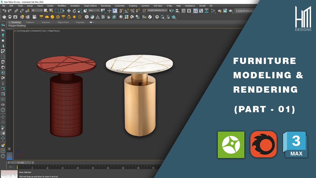 3ds max furniture modeling tutorial [ Side Table Modeling And Rendering ]