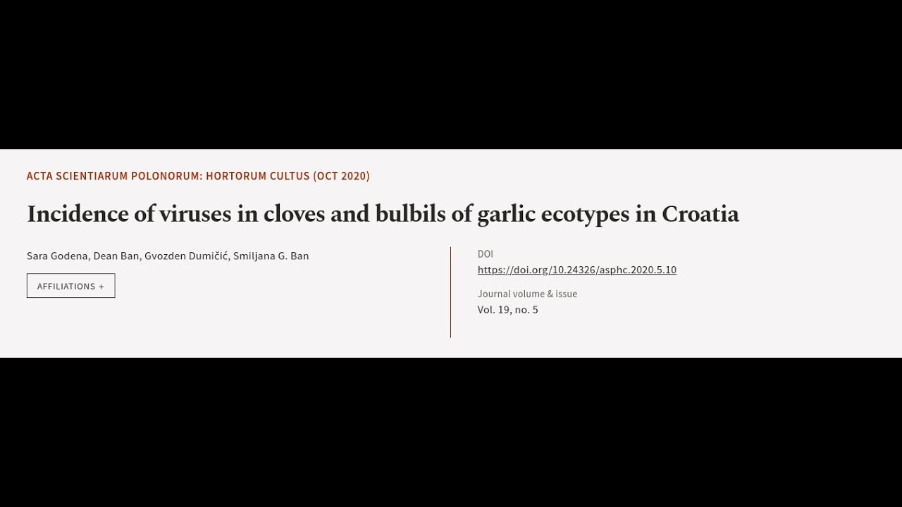 Incidence  of  viruses  in  cloves  and  bulbils   of  garlic  ecotypes  in  Croatia | RTCL.TV
