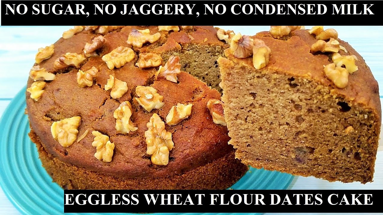 EGGLESS DATES CAKE IN PRESSURE COOKER | NO SUGAR, NO JAGGERY |  DATE WHEAT FLOUR CAKE RECIPE |