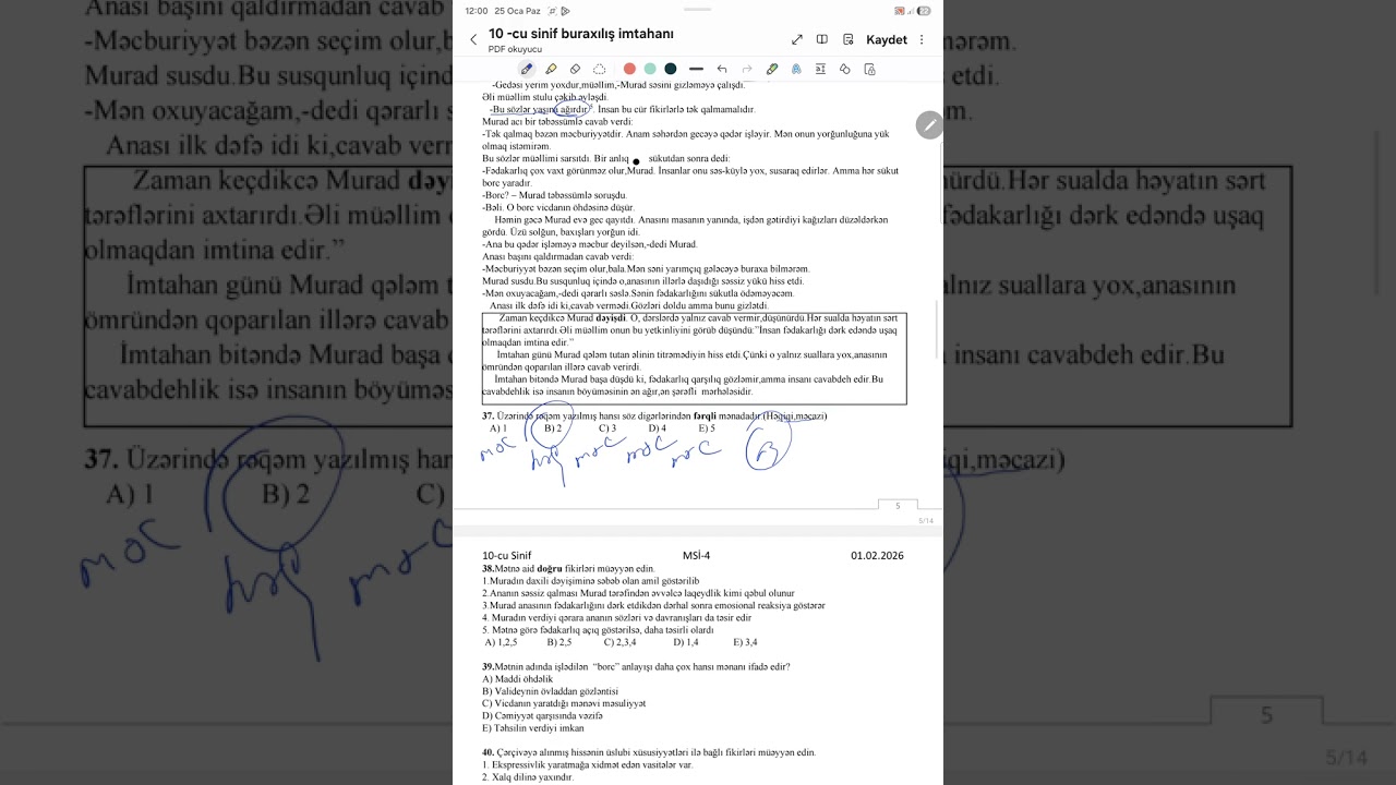 01.02.2026 . 10- cu sinif buraxlış imtahanının Azərbaycan dili suallarının izahı
