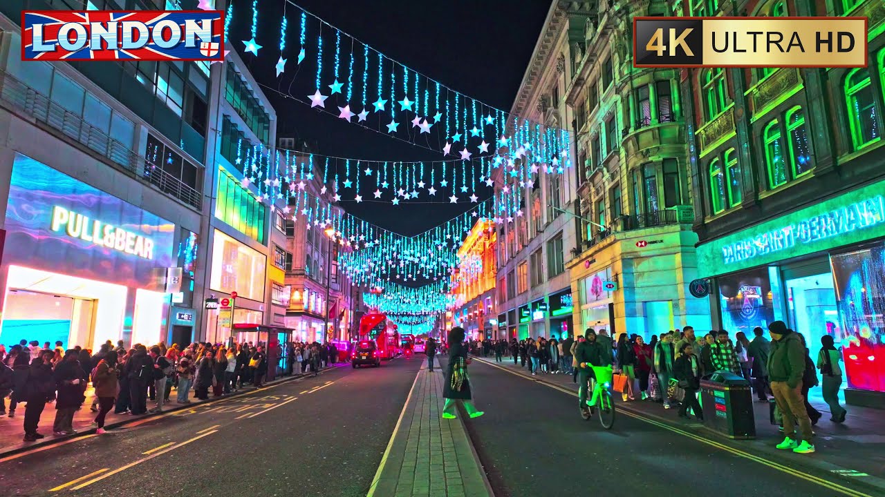 40 Minutes of London Christmas Lights 2025 ✨ Evening Walk | 4K60