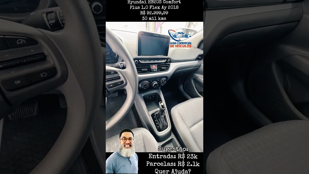 Hyundai HB20S Comfort Plus 1.0 Turbo Flex Automático 2018 - Whatsapp: 11 99330-5197