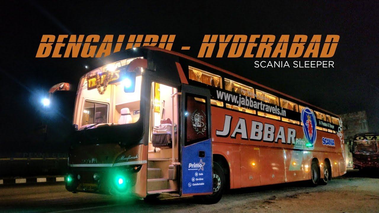 BANGALORE to HYDERABAD | redBus #Primo Journey in Jabbar Travels Scania Sleeper - Top Rated Bus