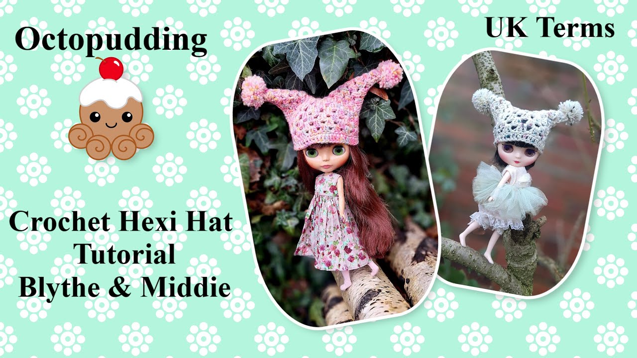 #урок по вязанию крючком #шапкишестигранника, подходящей как для #blythe, так и для #middieblythe...