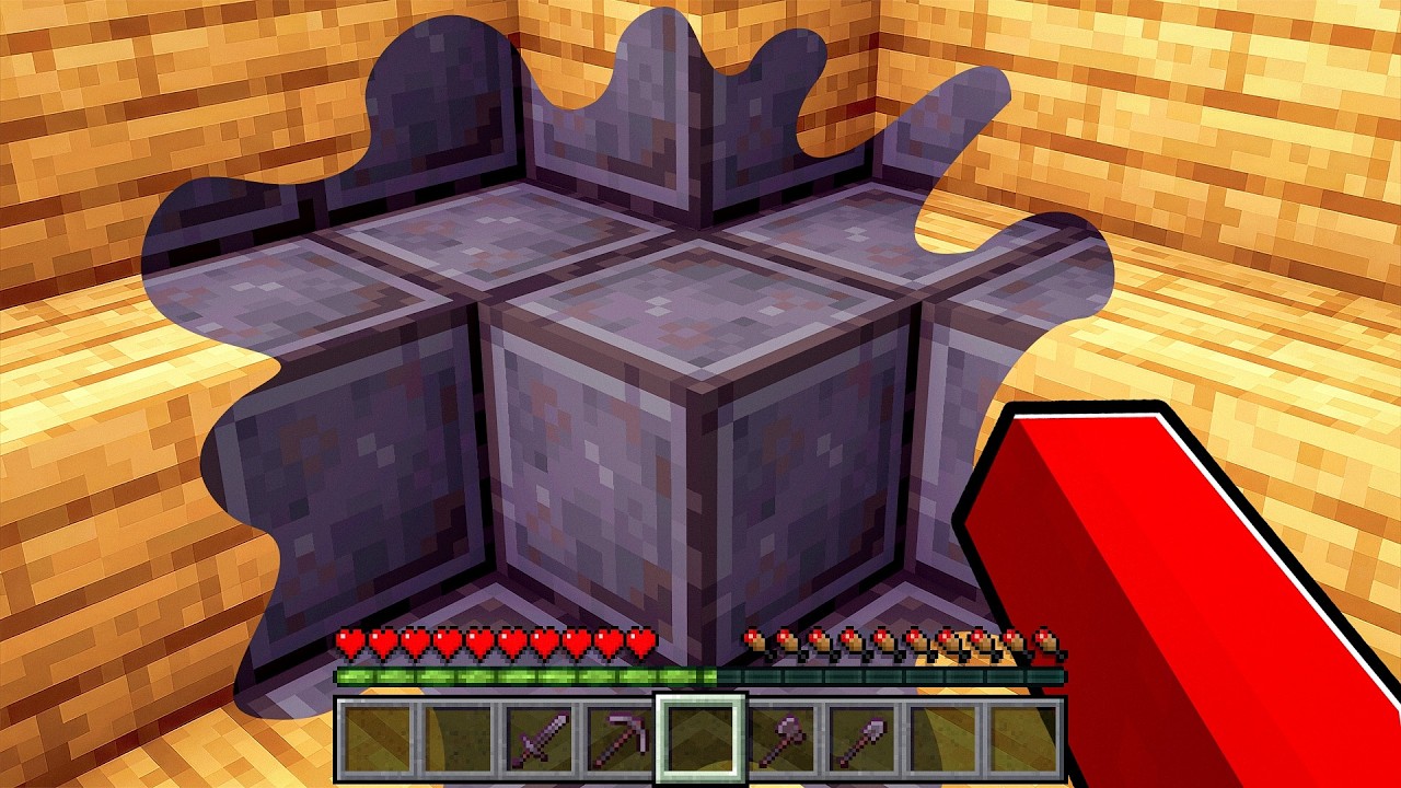 Minecraft, но всё, к чему я прикасаюсь, превращается в незерит.