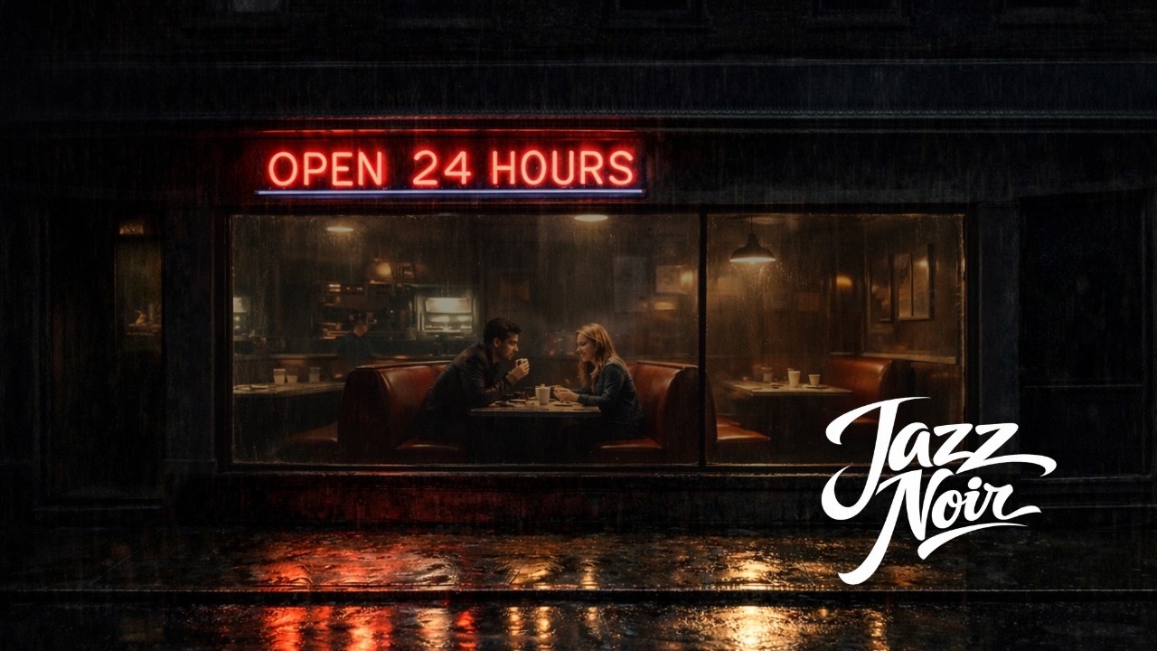 Midnight Rendezvous Noir — 5 Hours of 1940s–1950s Jazz for Focus & Unwind | Rainy Diner Window