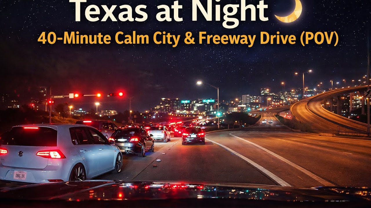 Texas at Night 🌙 | 40-Minute Calm City & Freeway Drive (POV)