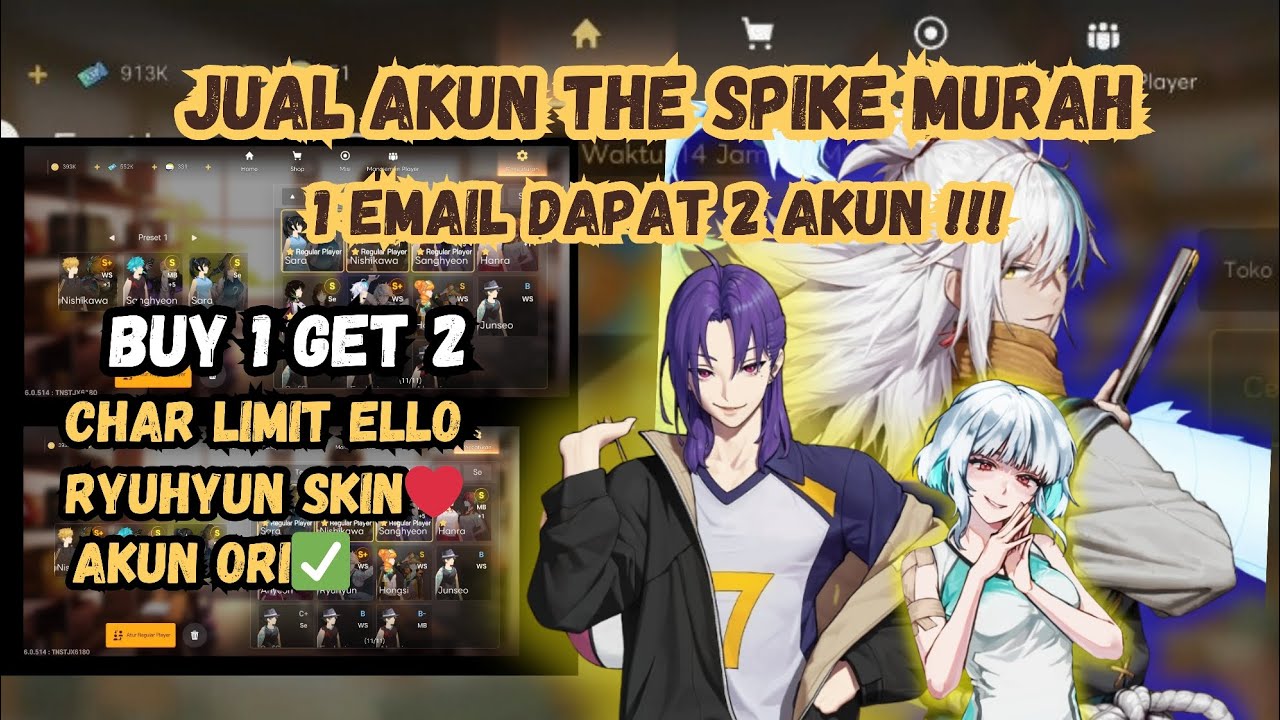 JUAL AKUN THE SPIKE CROSS MURAH !! BELI 1 DAPAT 2 AKUN 🔥