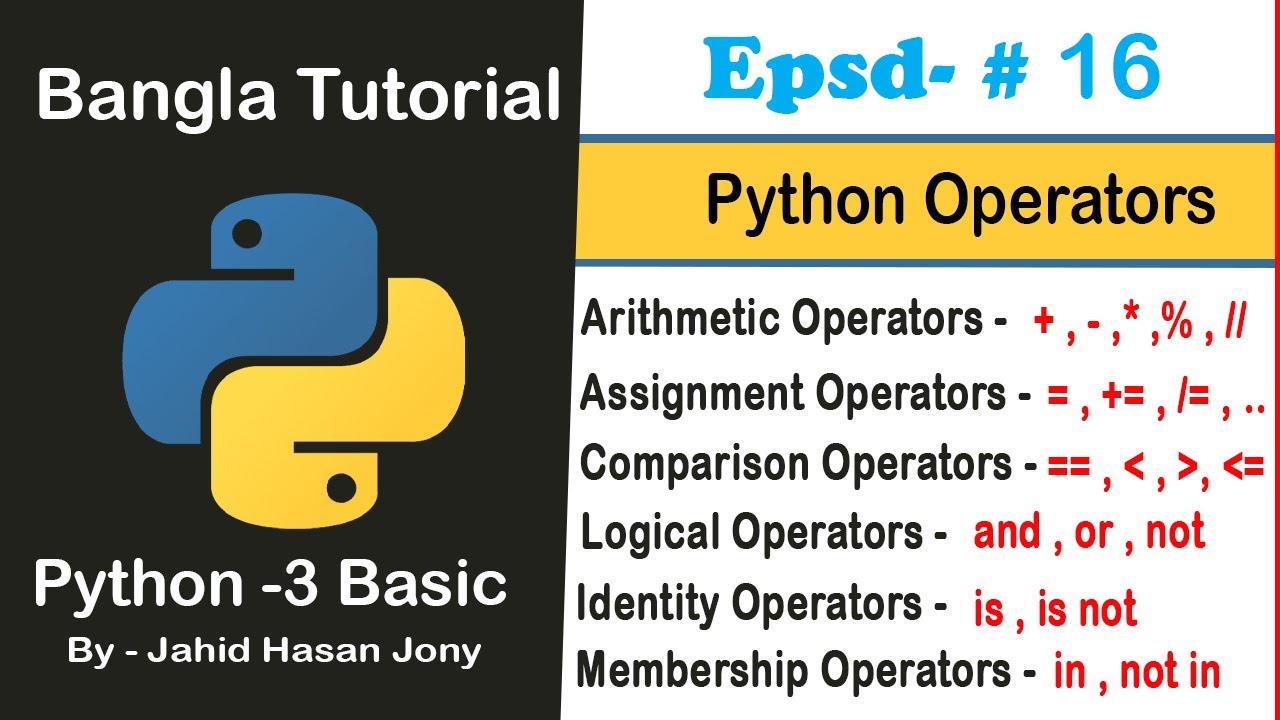 Python Basic Bangla Tutorial 16 &ndash; Python Operators