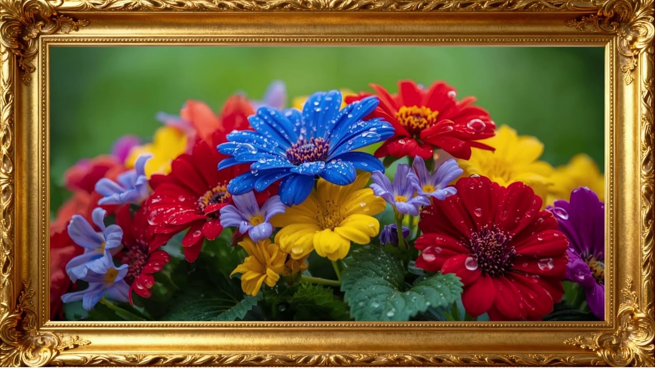 Colorful Bloom Serenity – 4K Floral Ambience for Home Decor | 4K Frame TV Art