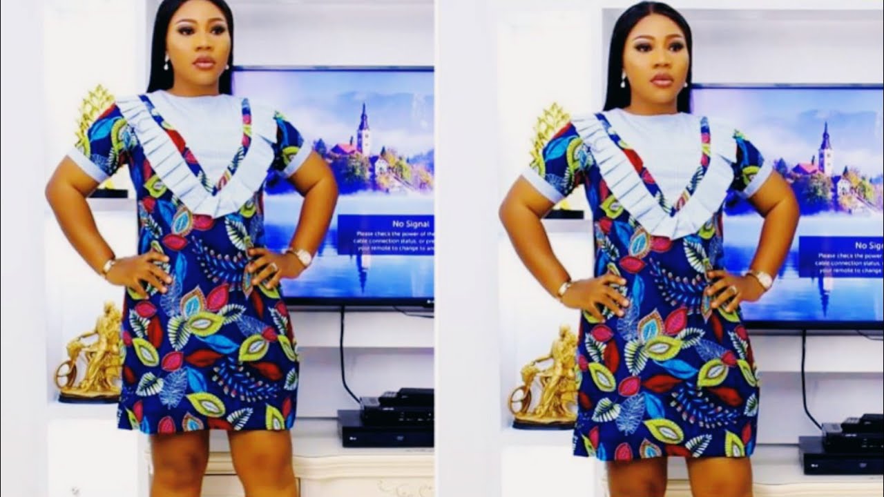 How to cut A simple short loose short dress with ruffles and facing