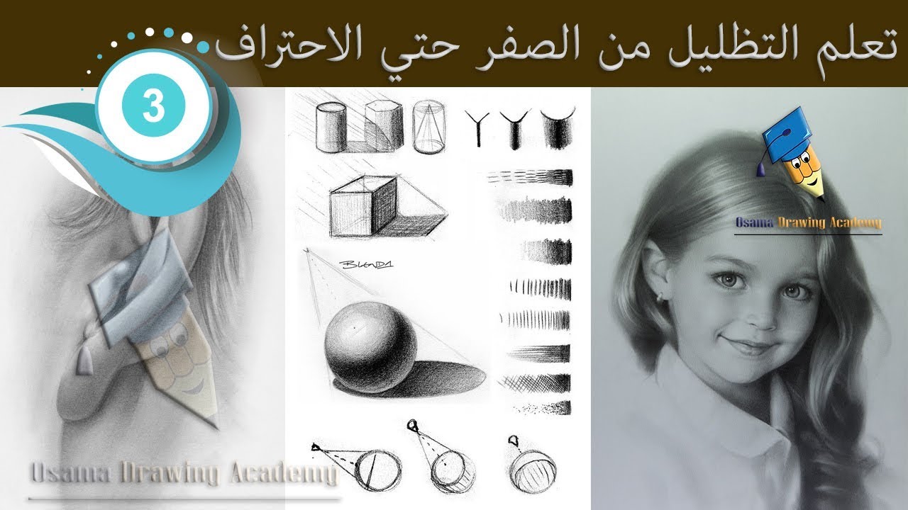 تعليم الرسم | شرح اساسيات التظليل من الصفر | كيفية تظليل البورتريه وتعليم التظليل بالرصاص للمبتدئين