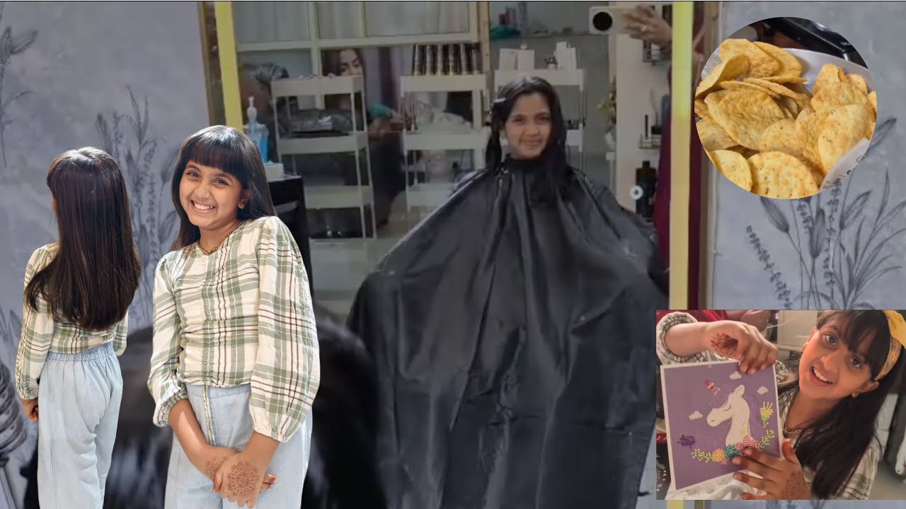 I got a haircut, did some diamond painting, and made papad for Guddu didi🫶