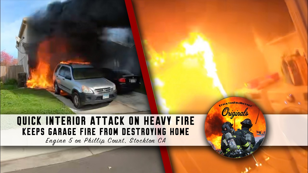 Quick Interior Attack on Heavy Fire Keeps Garage Fire From Destroying Home • Stockton, CA