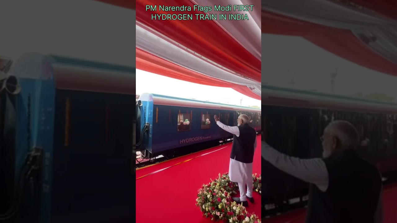 pm Narendra Modi flag on the new hydrogen train#shorts #viral #modi #narendramodi
