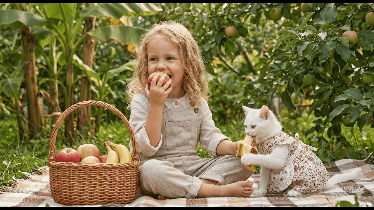 Fruit Song for Toddlers 🍎🍌🐱 | Cute Kitten Music