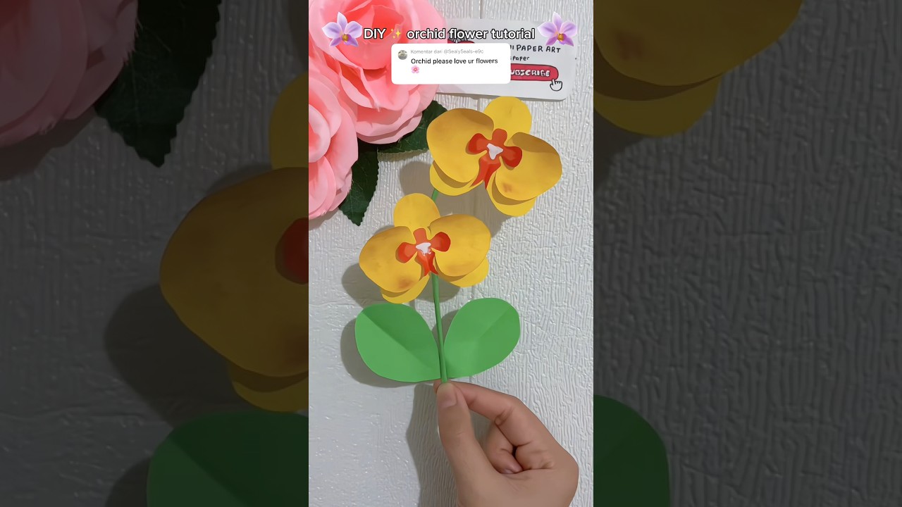 How to make orchid flower 💐 DIY orchid paper flower tutorial 🌼💛✨ #art #diy #diycrafts #diyflower