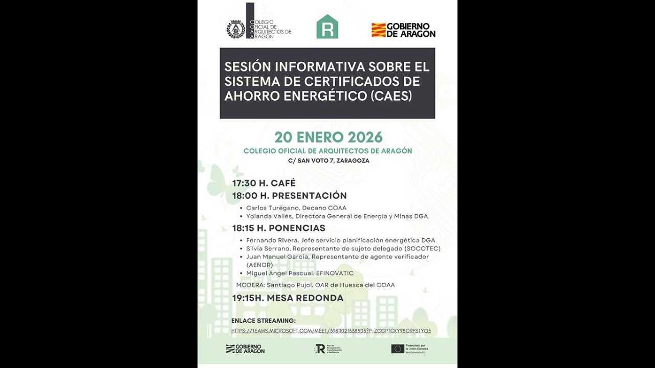 SESIÓN INFORMATIVA SOBRE CERTIFICADOS DE AHORRO ENERGÉTICO (CAEs)